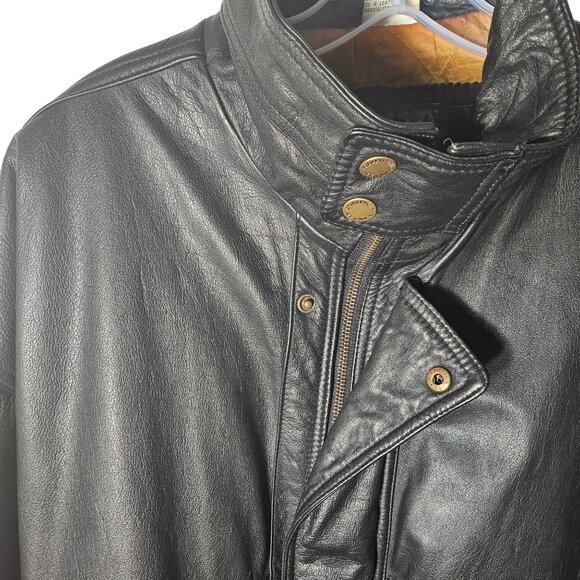 Urban Equipment Vintage Black Leather Jacket With Stand-Up Collar full zipper & - Picture 2 of 13